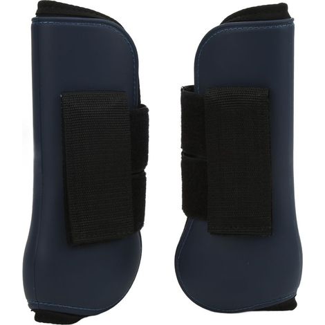 Bottes de Protection des jambes de cheval en PU, 2 pièces, coussinet intérieur à coussin élastique pour équitation, jambes avant marine M (1/5)