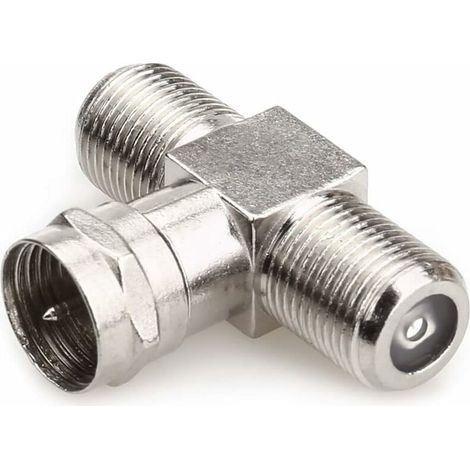 Adaptador divisor de cable coaxial de 3 vías, macho a 2 hembras, para conectores de satélite y cables de antena de TV de interior - Paquete de 2