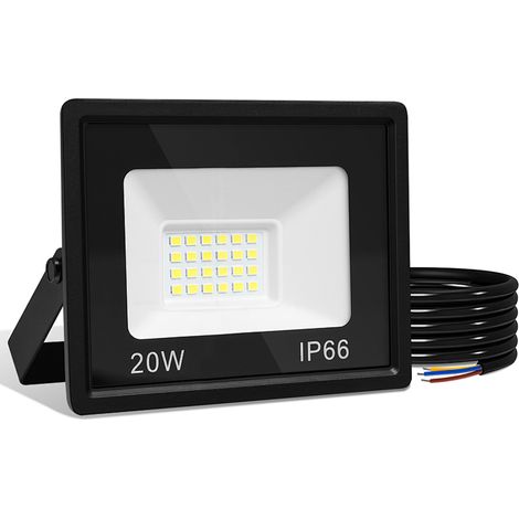 Randaco Proyector LED, foco LED para exteriores IP66, ángulo de haz 120°, 20W 1 unidad, luz de trabajo blanco cálido 3000K (1/5)