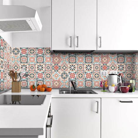 Sticker Mural Carrelage adhésif Cuisine Salle de Bain - 30 STICKERS CARRELAGES AZULEJOS CARMILIO - 30stickers10x10cm (1/5)