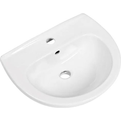 Lavabo a parete tondo in ceramica bianca cm.45x36 BARBOTTINA