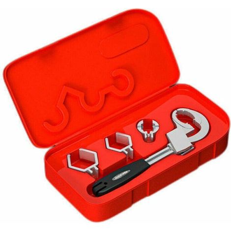 Ahlsen Multifunktionsschlüssel für Badezimmerwaschbecken, Toilettenarmaturen, 80 mm großer Reparaturschlüssel, verstellbarer Wasserrohrschlüssel mit Aufbewahrungsbox, 3 Spannfutter