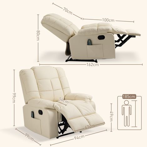 Fauteuil massant, fauteuil massant relaxant avec télécommande programmable, crème revêtement synthétique (1/5)