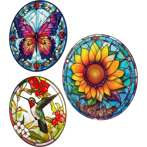 Autocollants Anti-collision Oiseaux pour Fenêtres en Pvc 3 Pièces, Décoration Intérieure sans Colle, Protection pour Portes et Fenêtres en Verre