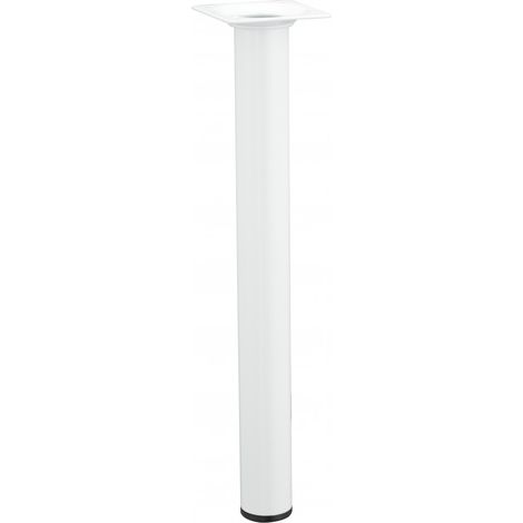 Pied De Table Basse Cylindrique Fixe Acier Époxy Blanc, 30 Cm