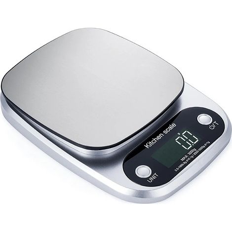 Balance de cuisine en verre, 5 kg, écran LCD. (1/5)