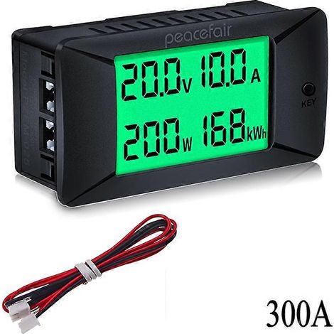 Voltmètre-ampèremètre CC 0-300 V 300 A, testeur de batterie de voiture, mesure de l'énergie électrique (kWh), de la tension et de la puissance, compatible 12 V, 24 V, 48 V et 96 V + shunt (PZEM-025 30 (1/5)