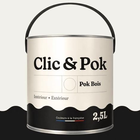 Peinture Bois Extérieur – POK BOIS - 2,5L - RAL 9016 - Blanc signalisation- Résistante aux intempéries - Ne s'écaille pas
