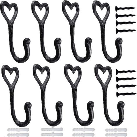 Decorative wall hook, towel and coat hook, 8-piece bag hook, key hook, cast iron coat hook, Vintage Love H stand (1/4)