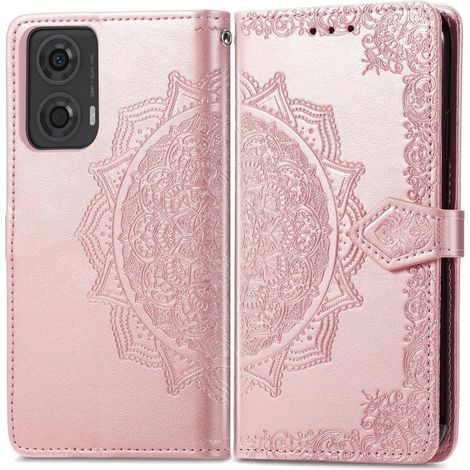 Funda tipo libro para Motorola Moto E14, Mandala, rosa (1/5)