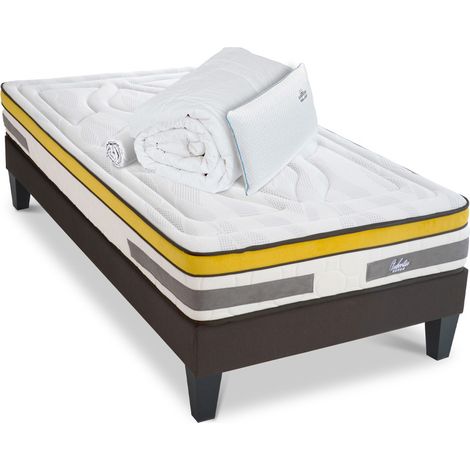 Ensemble Matelas Aubertin Ressorts ensachés Accueil mémoire + sommier + accessoires - 80 x200 cm (1/5)