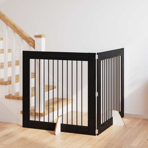 Cancello per cani con supporti 2 pcs Rovere Nero 100 x 100 cm vidaXL