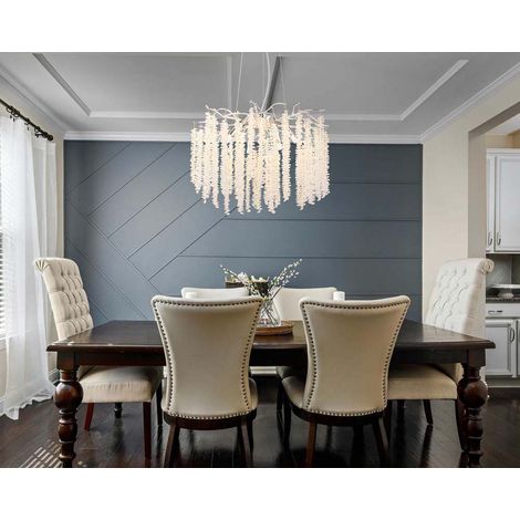 Lampadario a sospensione in cristalli di plastica cromati H 120 cm (1/5)