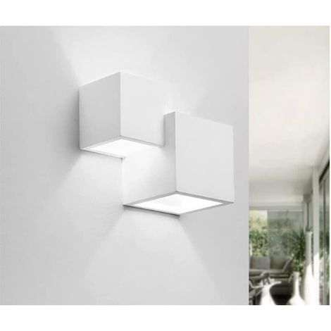 Applique in gesso dal design moderno forma doppio cubo attacco per lampadine G9 (1/5)