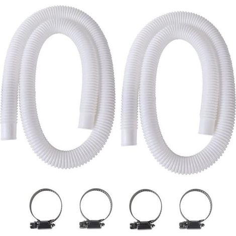 Tuyau de Piscine - 2Pcs 32mm - Pompe 330/530/1000 GPH - PVC Transparent - Blanc