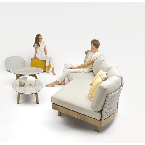 GAMORA - divano sx con struttura in alluminio effetto legno (1/4)