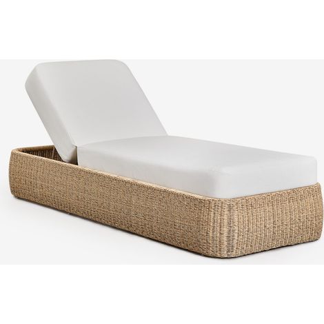 Chaise longue inclinable en rotin synthétique et fer Leilan SKLUM Blanc (1/5)