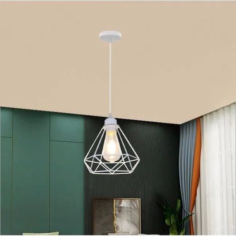 E27 Lampe Luminaire en Forme Cage Industrielle Lustre Suspension en Métal Vintage pour Salon Chambre (1/4)