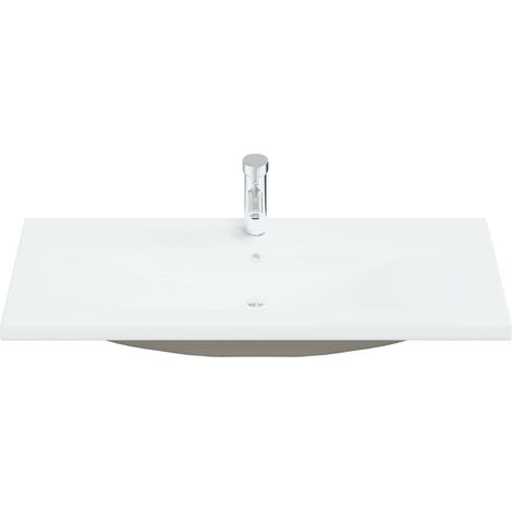INLIFE Lavabo encastré avec robinet 101x39x18 cm Céramique Blanc (1/5)