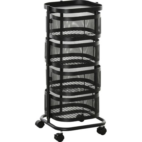 Chariot auxiliaire, 4 paniers de rangement, mobilité facile, noir (1/5)