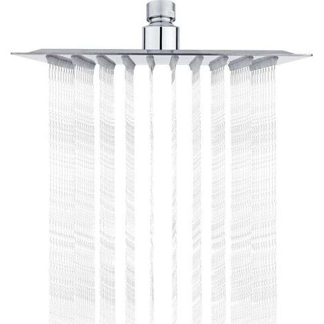Duschkopf aus Edelstahl, 20 cm quadratisch, 1/2"-Universal-Regenschlauchanschluss, 360° drehbar (1/5)