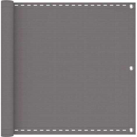 Paravent de balcon gris clair, 75 x 300 cm, en PEHD et alliage d'aluminium. (1/5)