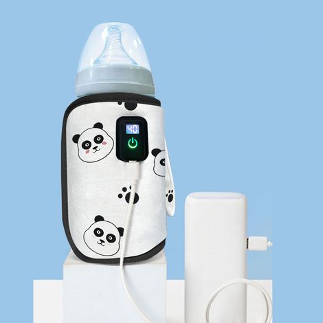 Calentador de biberones USB Panda, 21 ajustes de temperatura (40–60 °C) – Almohadilla térmica portátil de tela afelpada para leche, café y bebidas, tamaño 29 x 14 cm, ideal para viajes y uso doméstico (1/5)