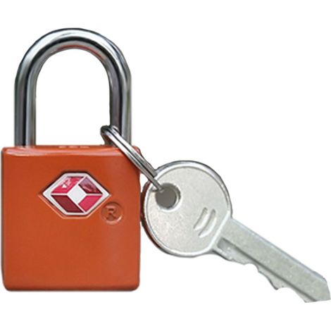 Cadenas avec clé — Cadenas de voyage en alliage de zinc homologué TSA pour sacs à dos, valises et casiers, orange (1/4)
