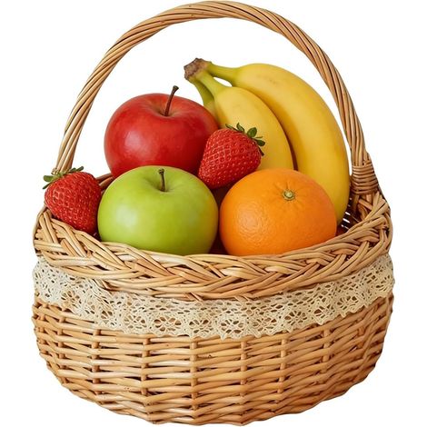 Panier de pique-nique en osier tressé naturel avec poignée Décoration intérieure Para, Para (1/5)