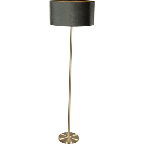 QAZQA Lampada da terra con paralume simplo shade - Moderno - Acciaio,Velluto,Tessuto - Oro/Ottone/Verde/Oro - Oblungo/Ovale Max. 1 x Watt (1/4)
