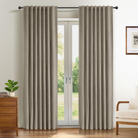2 Panneaux Rideau Occultant Thermique Anti-UV, Polyester Effet Lin, 140x175 cm, Pour Salon Et Chambre