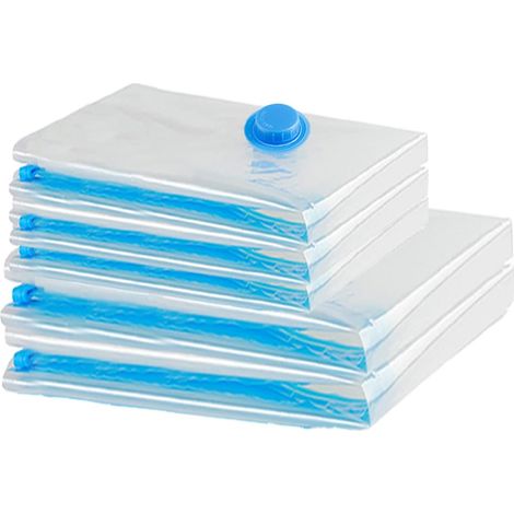 Kit 5 Sacs Sous Vide Réutilisables [60x40cm & 60x80cm] - Rangement Vêtements, Couettes, Oreillers par Aspiration - Économisez 75% d'Espace  - (1/5)