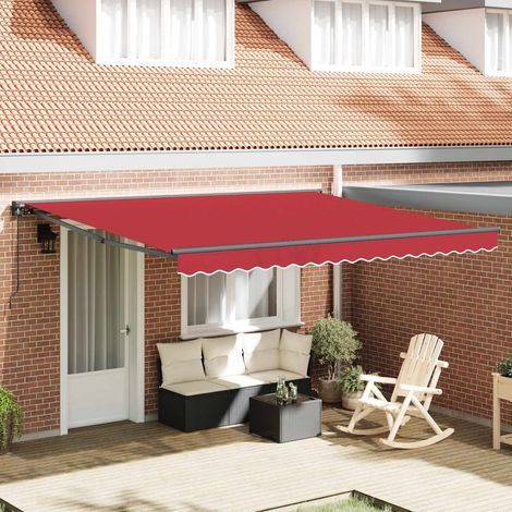 Cadre d'auvent-Support d'auvent Rouge 400 × 300 cm Polyester avec revêtement PU (1/5)