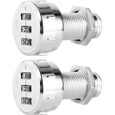 Set aus 2 mechanischen 3-stelligen Zahlenschlössern (30 mm Durchmesser) für Schränke, Kleiderschränke oder Spinde (1/5)