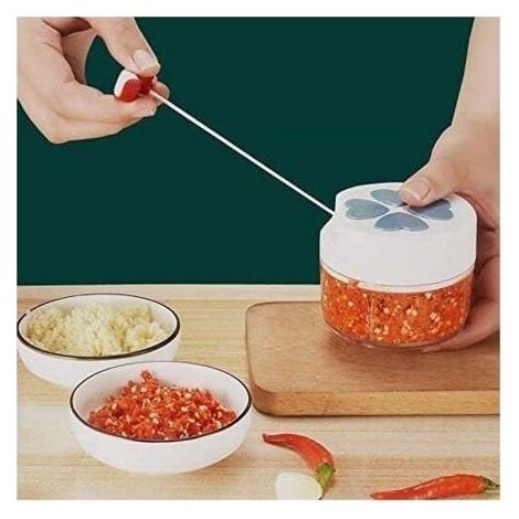 Mini-Küchenzerkleinerer, manueller Zwiebelschneider mit Zugseil, Gemüseschneider, blaue Farbe PZCC (1/4)