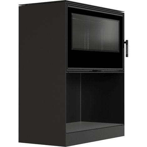 Kaminofen aus Stahl KRATKI KARI 95 Ø 180 14 kW Platz für Holz schwarz mit Türfeder (1/5)