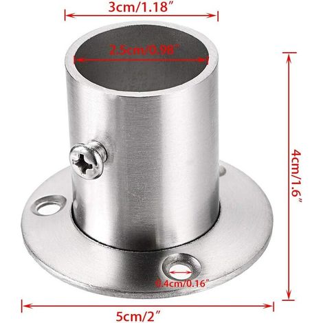4 paquets de supports de tige à bride en acier inoxydable, support de tuyau à montage mural avec vis pour tringle à rideau de douche de garde-robe de placard (ajustement 25 mm / 1 '') (1/4)