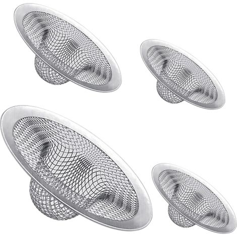 Lot de 4 éviers et crépines de salle de bain en acier inoxydable (1/5)
