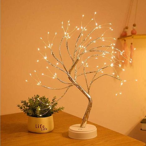 DEESSE SHOP - Guirlande lumineuse de bureau pour bonsaï avec 108 LED en fil de cuivre, fonctionnement sur batterie/USB DIY Lumières artificielles pour arbre de bureau pour chambre à coucher, fête de N (1/5)