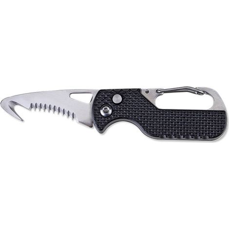 Couteau pliant portable pour camping extérieur, emballage rapide, cadeau, porte-clés, crochet dentelé, boîte à outils de survie (noir 1 pc) (1/5)