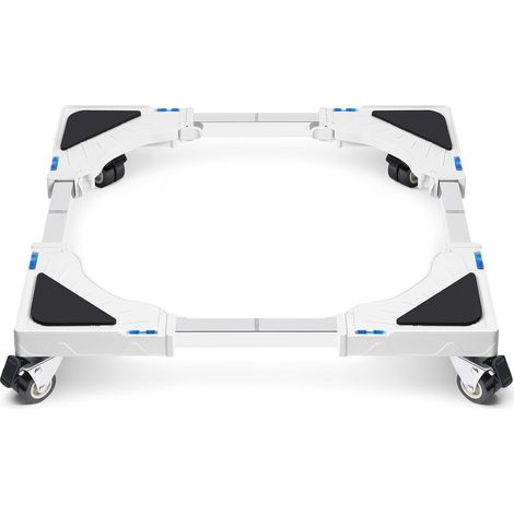 Support Machine à Laver Réglable en Largeur 40-60cm, Socle Lave Linge Charge 200KG, Bases de Réfrigérateur et Sèche-Linge avec 4 Roues de Blocage, Anti-Vibration, Réduction du Bruit, Blanc (1/5)