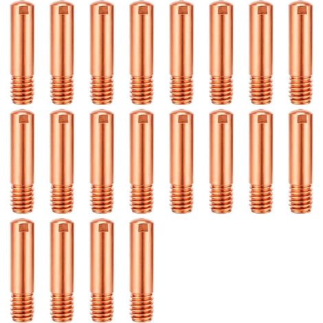 20 pièces embout de mig M6 0.8mm en cuivre, buse poste à souder mig, pointe de contact mig pour torche MB15 AK15, consommables soudage MIG pour fil fourré sans gaz (1/5)