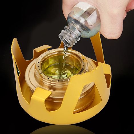 Tragbarer, ultraleichter Mini-Spirituskocher für Outdoor-Aktivitäten wie Grillen und Camping (Gold) (1/5)