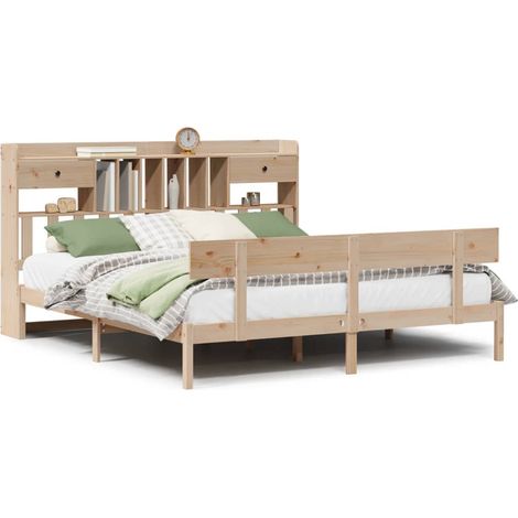 Maison Exclusive - Massivholzbett mit Regal ohne Matratze 180x200