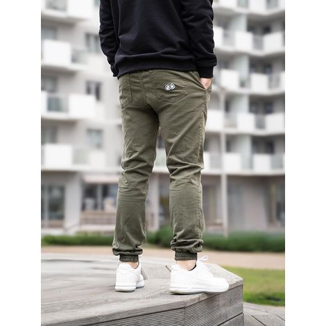 Pantalon de jogging vert olive pour homme Lucky Dice avec cordon de serrage, taille M (1/5)