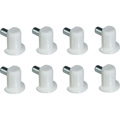 Lot de 8 taquets blancs pour support de plateau en verre ou bois – Tenon 5 mm – Pour meubles, étagères et armoires (1/2)