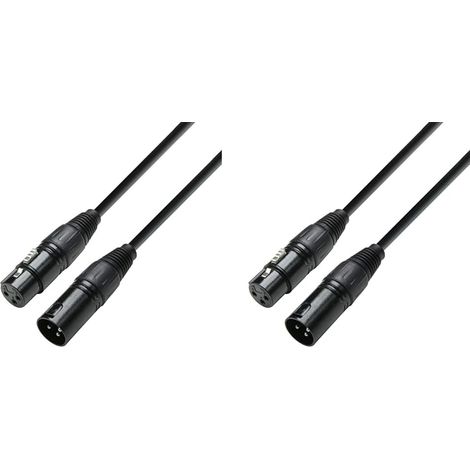 Lot de 2 Câble DMX, Connecteur XLR mâle, Connecteur XLR femelle, Grande souplesse, Longueur 3 m, Éclairage scène