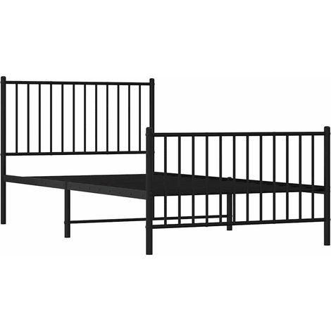 Bettgestell mit Kopf- und Fußteil Metall Schwarz 100x200 cm vidaXL