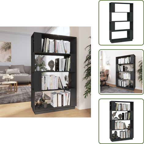 Bibliothèque/Séparateur de pièce Gris 80x25x132 cm Pin massif - Bibliothèque - Bibliothèque Design - Meuble Rangement - Étagère - Séparateur De Pièce (1/5)