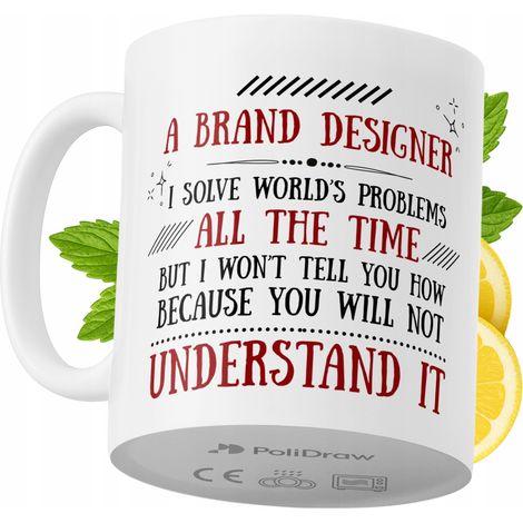 Mug design humoristique pour un créateur de marque, avec un texte amusant et un graphisme original. Idéal pour les anniversaires, les fêtes et les occasions spéciales. Mug premium pour la maison, le b